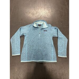 Patagonia Women's Better Sweater Marled Blue 1/4 Zip Fleece Small Hiking Outdoor